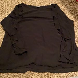 Black Ruffle Sleeve Top